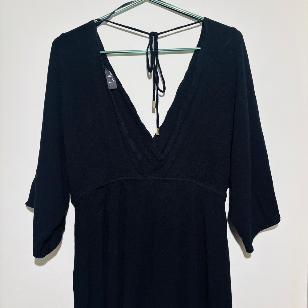 Lulus City Walk Black Short Tying Back Dress | Size Large - Picture 7 of 10